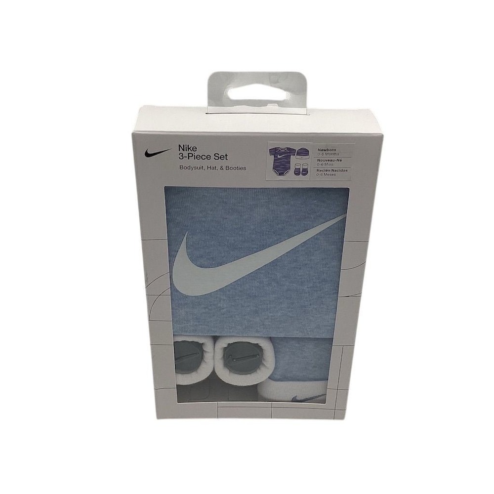 Nike Baby 3-Piece Set Bodysuit Hat & Booties Blue Unisex Size 0 - 6 Months